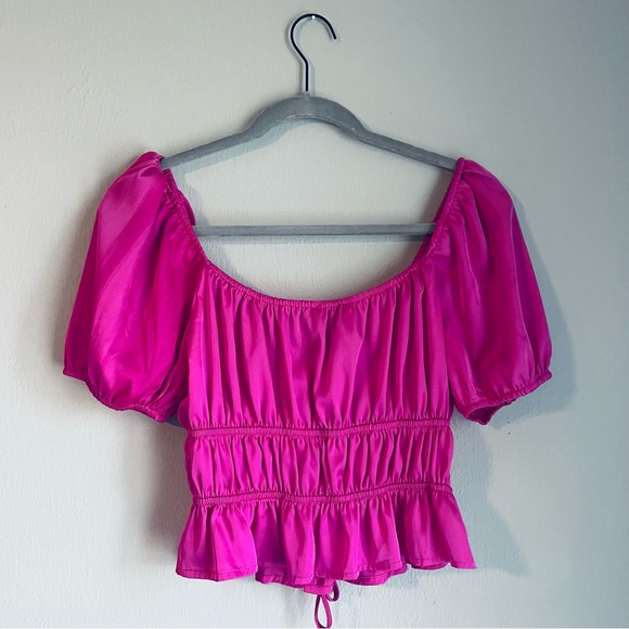 Fuchsia Satin Blouse - Picture 3 of 3